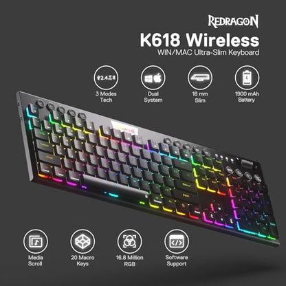 Redragon K618 Horus Wireless RGB Mechanical Keyboard